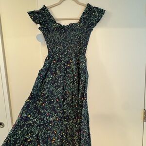 Hill House Ellie nap dress in midnight garden poplin